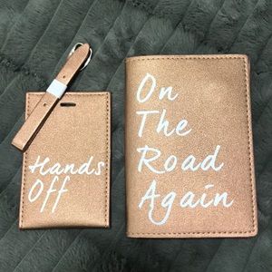 Rose gold passport cover and luggage tag